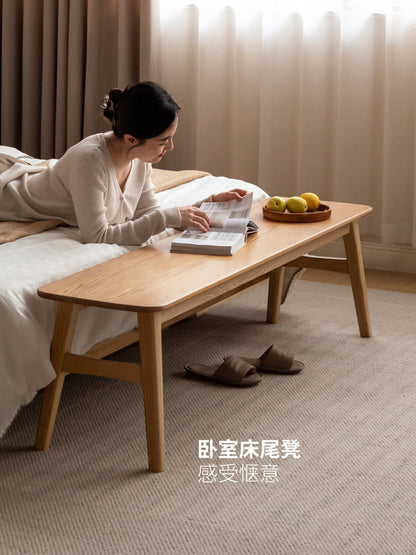 实木长条凳餐厅现代简约加宽餐凳橡木床尾凳休闲凳子