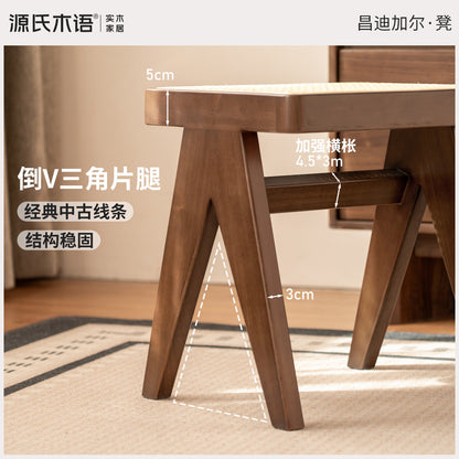 实木方凳餐厅化妆凳软包餐凳复古换鞋凳休闲边几凳子