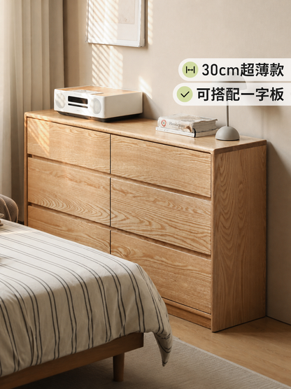 实木梳妆台斗柜一体简约卧室化妆桌橡木超窄小户型化妆台