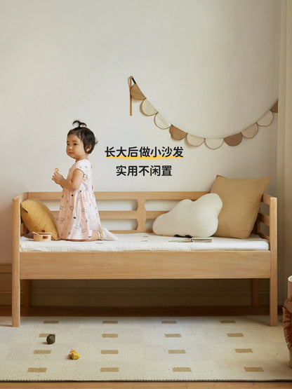 实木儿童床卧室加宽床小床带护栏拼接床无漆可调节原木床