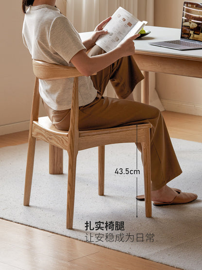 实木餐椅现代简约餐厅靠背椅椅子牛角椅橡木餐桌椅