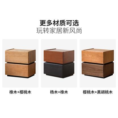 实木床头柜现代简约黑色卧室收纳柜白色储物柜
