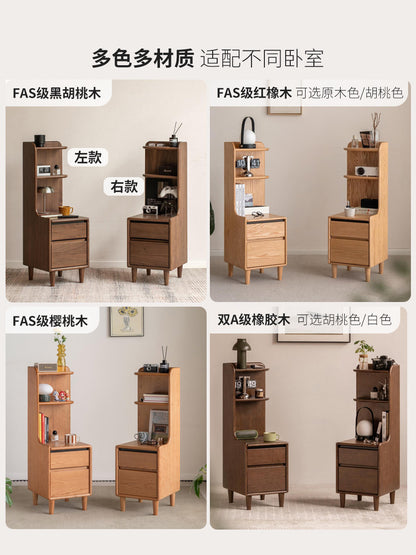 实木床头柜现代简约白色储物柜卧室奶油风夹缝收纳柜