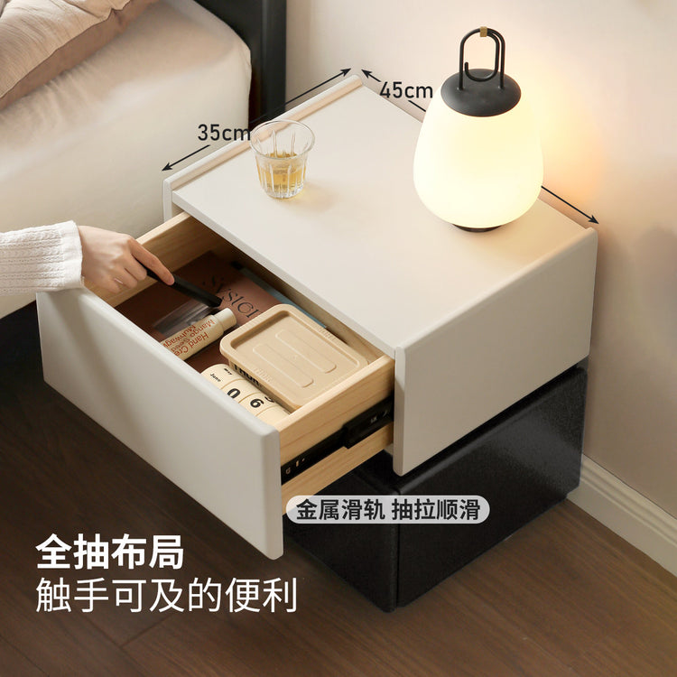 实木床头柜现代简约黑色卧室收纳柜白色储物柜