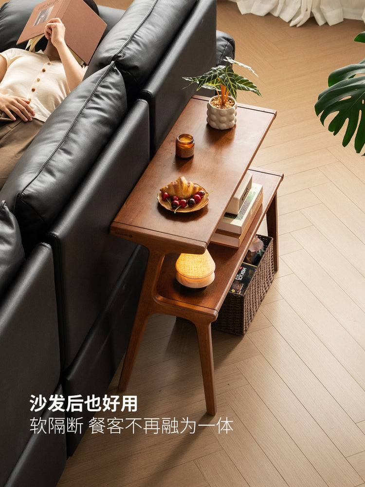 实木边几客厅沙发侧边桌中古风置物架小户型多层书架