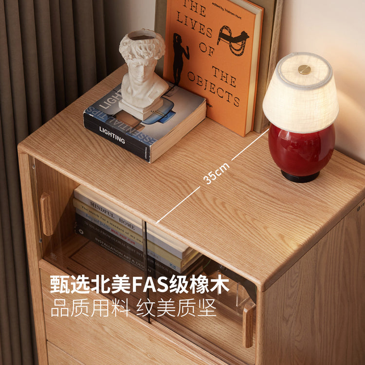 实木边柜客厅中古风抽屉储物柜落地复古置物柜橡木展示柜