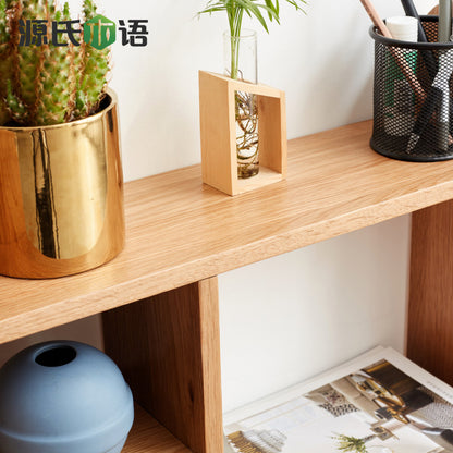 全实木小现代简约收纳架橡木简易书架桌上置物架