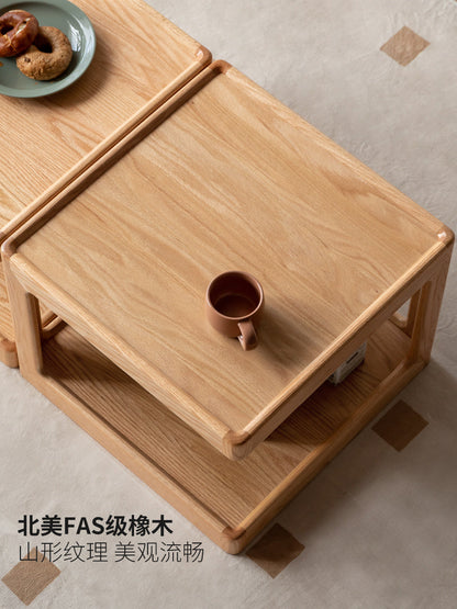 实木现代简约沙发边几客厅橡木方几模块组合茶几