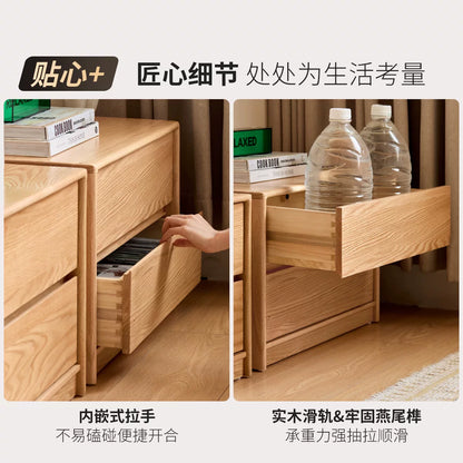 实木电视边柜北欧小户型玻璃门展示柜客厅原木置物柜矮柜