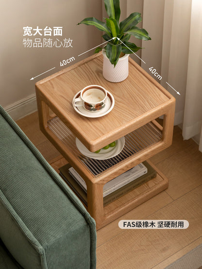 实木边几客厅现代简约沙发角几橡木置物方几原木风床头柜
