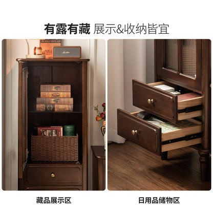 实木边柜电视柜组合美式复古展示柜客厅靠墙收纳立柜