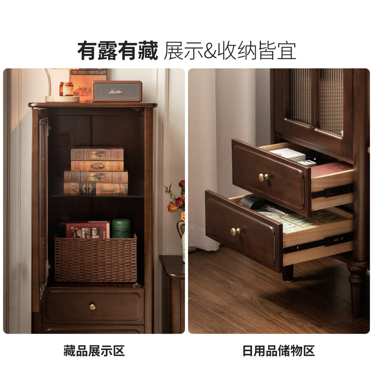 实木边柜电视柜组合美式复古展示柜客厅靠墙收纳立柜