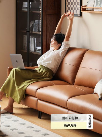 全头层牛皮沙发轻奢现代真皮沙发小户型单人三人组合家具