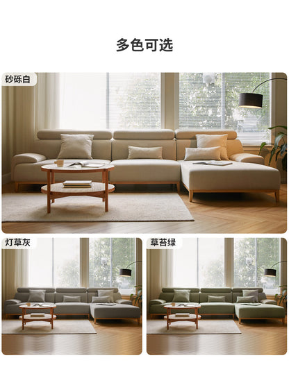 布艺沙发简约现代高靠背转角布沙发大户型客厅实木家具