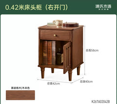 实木床头柜美式复古床边收纳柜卧室黑胡桃木储物柜