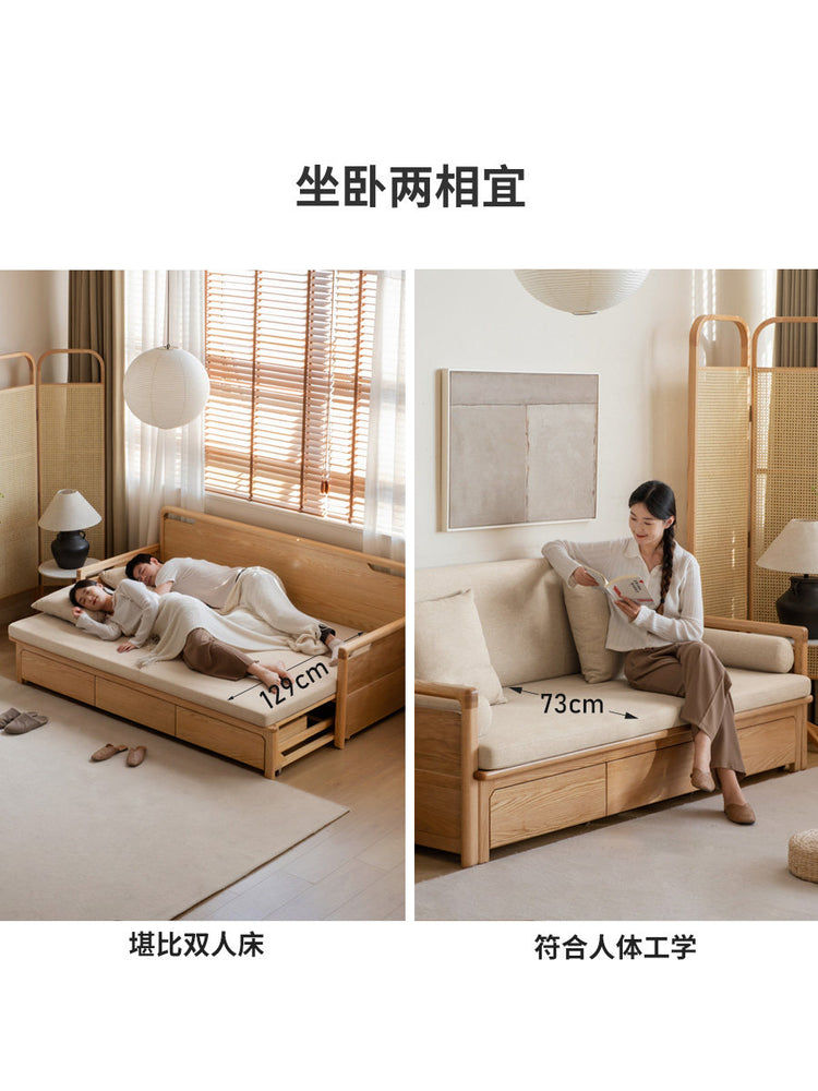 可折叠沙发床新中式罗汉床原木客厅多功能储物实木沙发