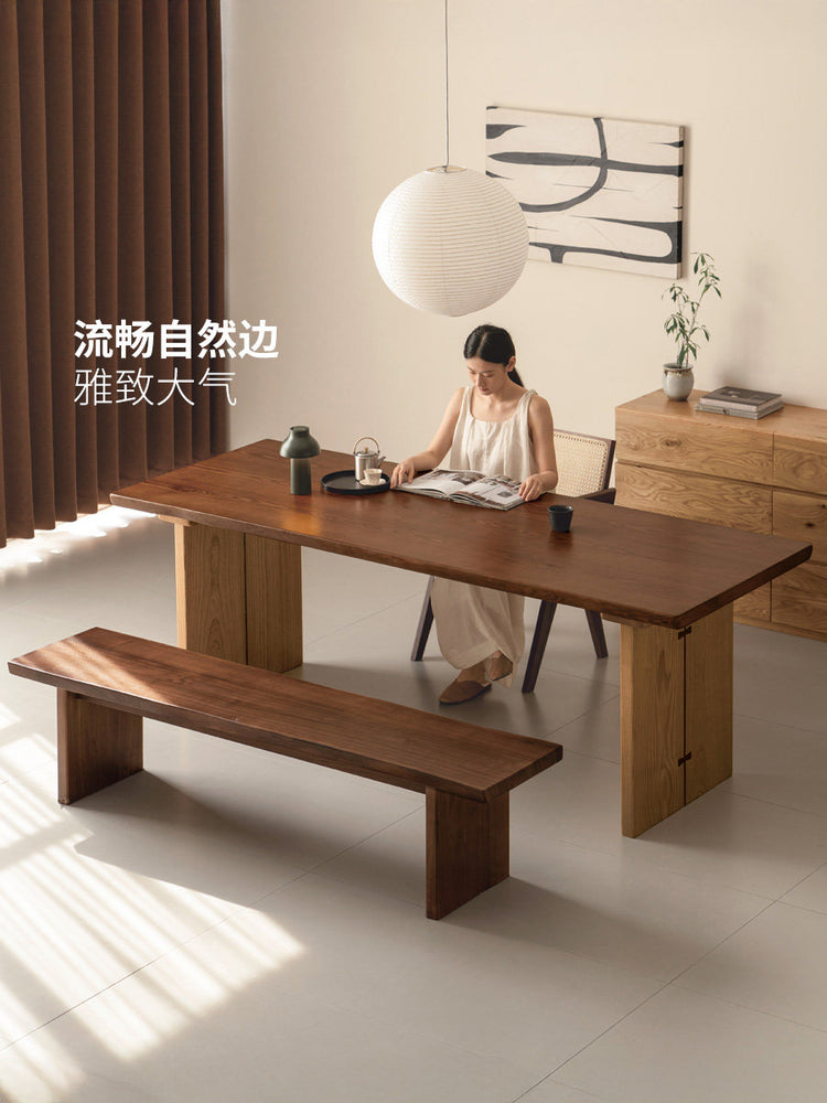 山野原木自然边大板桌餐厅白蜡木餐桌书桌客厅工作台