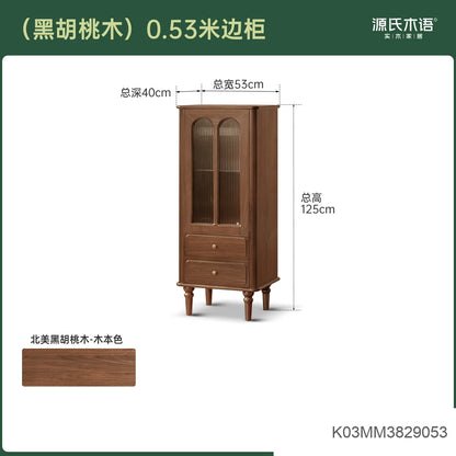 实木边柜电视柜组合美式复古展示柜客厅靠墙收纳立柜