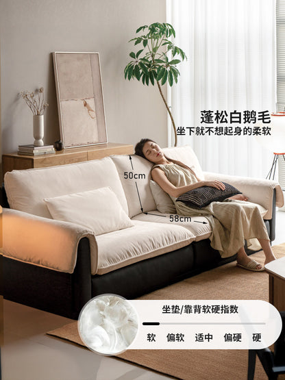 实木客厅2025新款布艺沙发简约拼色三人位沙发