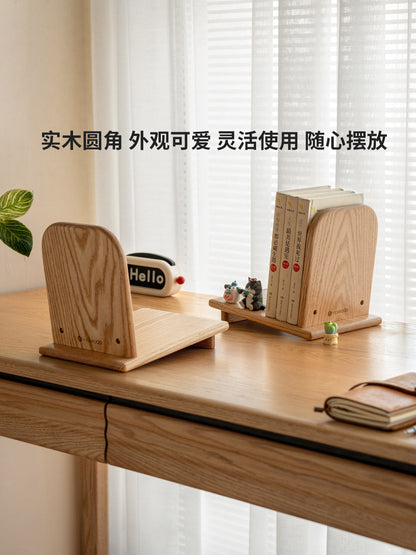 实木书架简约现代桌面小书立橡木书桌实用置物架简易支架
