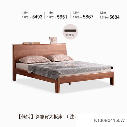 全实木床北欧卧室黑胡桃木大床现代简约1.5米1.8米双人床