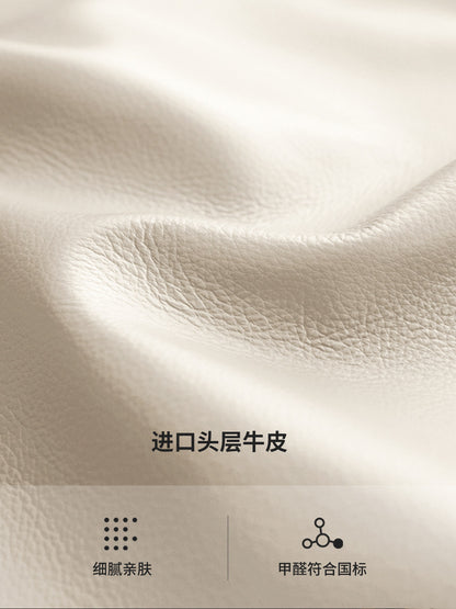 皮床真皮床现代简约主卧轻奢软包床双人床奶油风白色大床