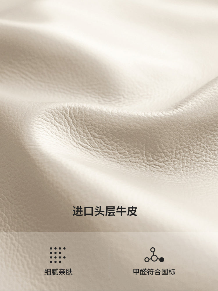 皮床真皮床现代简约主卧轻奢软包床双人床奶油风白色大床