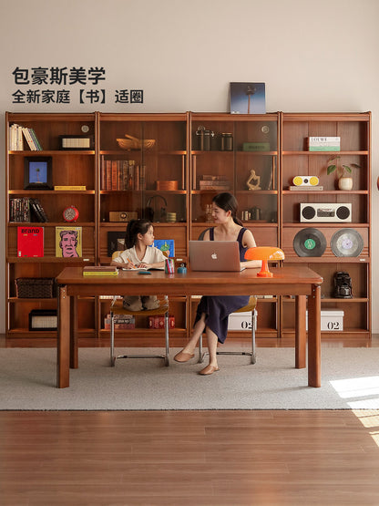 实木书柜书房中古风落地置物柜收纳柜包豪斯展示柜
