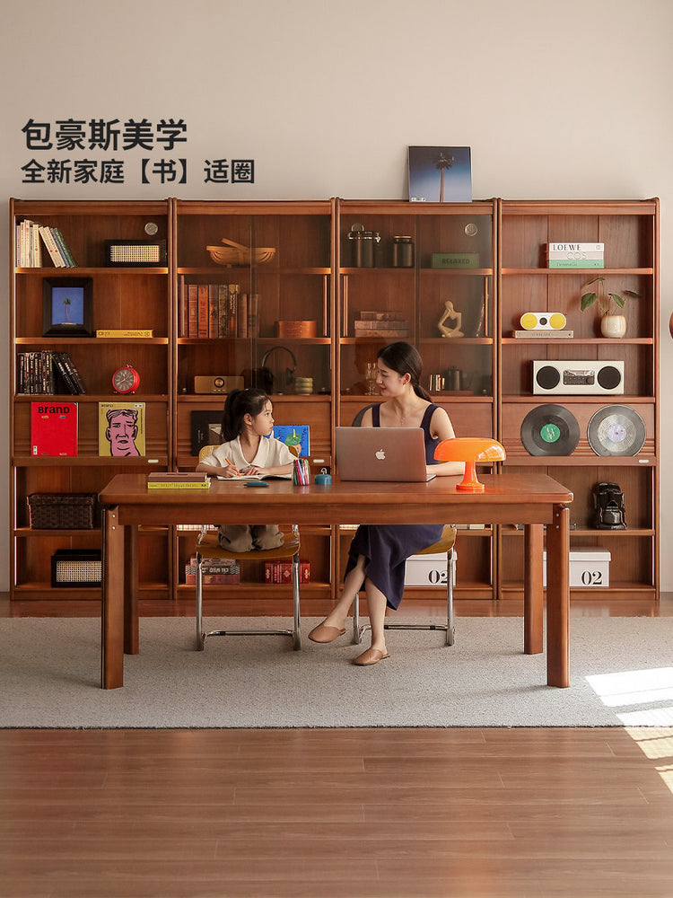 实木书柜书房中古风落地置物柜收纳柜包豪斯展示柜