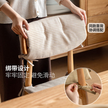 布艺防滑坐垫餐椅薄款靠背垫四季通用办公室久坐神器