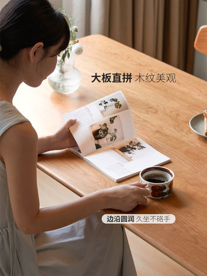 实木餐桌餐厅樱桃木饭桌靠墙吃饭桌子北欧餐桌椅组合