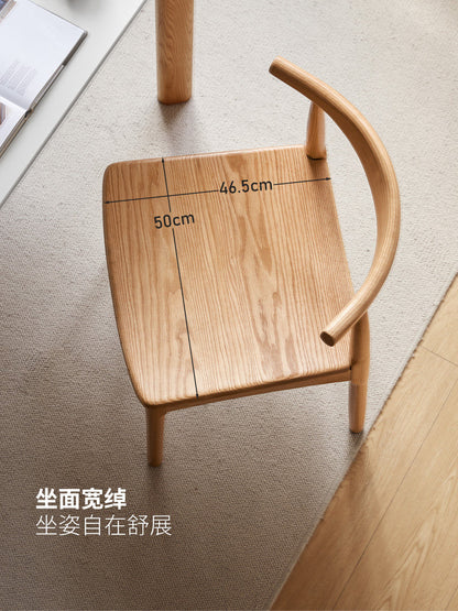 实木餐椅现代简约餐厅靠背椅椅子牛角椅橡木餐桌椅
