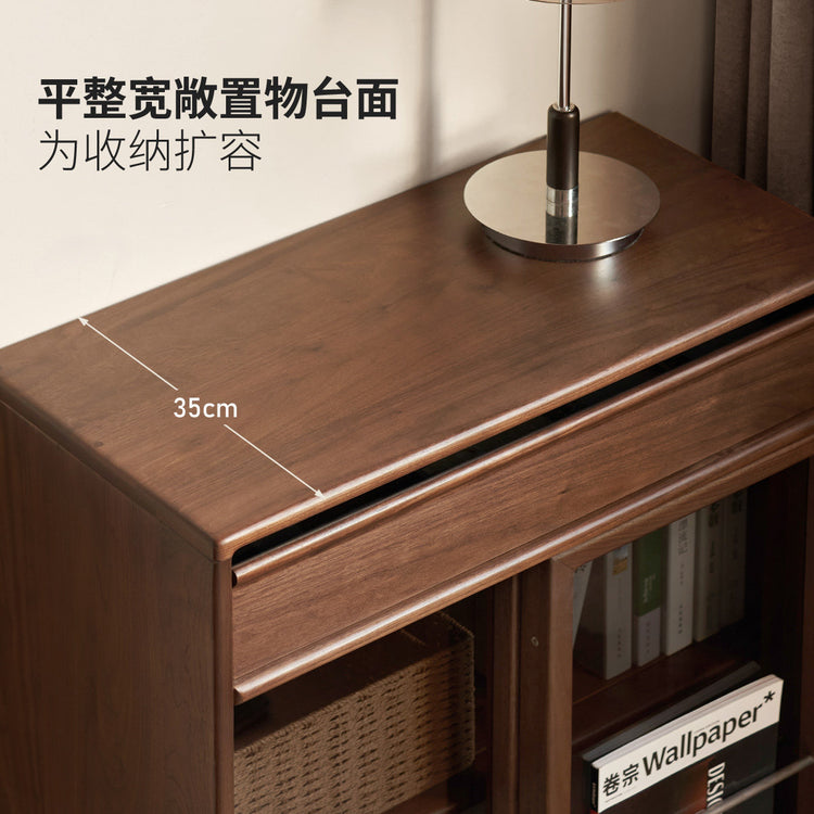 实木客厅现代简约储物柜黑胡桃木展示柜小餐边柜