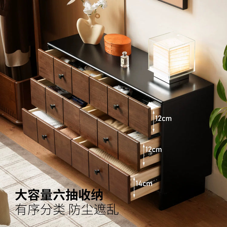 源氏木语实木床头柜卧室床尾抽屉柜中古风储物柜家用胡桃色边柜