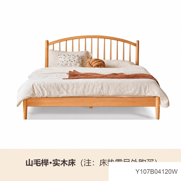 实木床主卧白色竖琴床现代简约奶油风双人床北欧大床