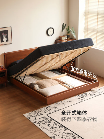 实木箱体床卧室复古收纳储物床多功能悬浮床双人床