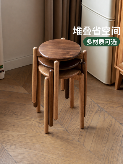 实木圆凳化妆凳餐凳叠放凳客厅小凳子矮凳木板凳叠凳