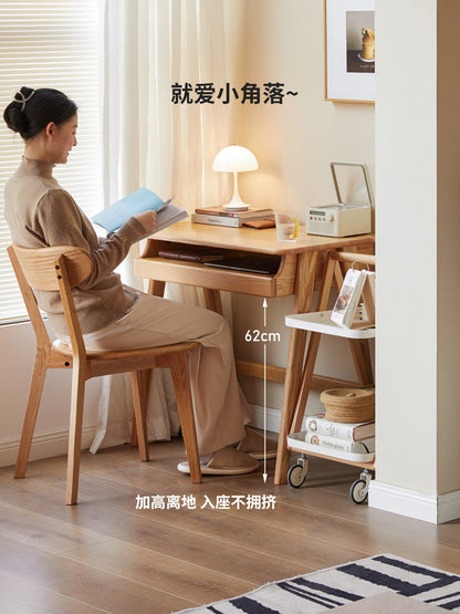 实木书房书桌带抽屉橡木办公桌电脑桌小户型窄桌子