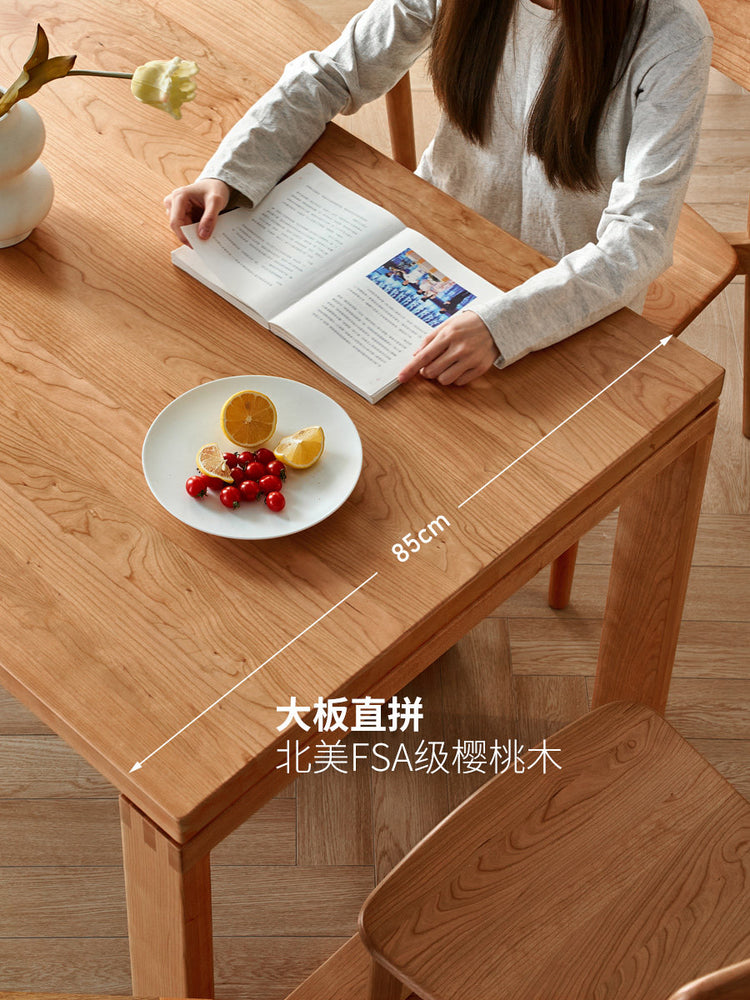 实木餐桌复古樱桃木岛台一体大板桌工作台莫比恩