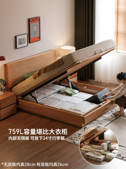 实木床中古樱桃木高箱储物床电动箱体床卧室黑标家具