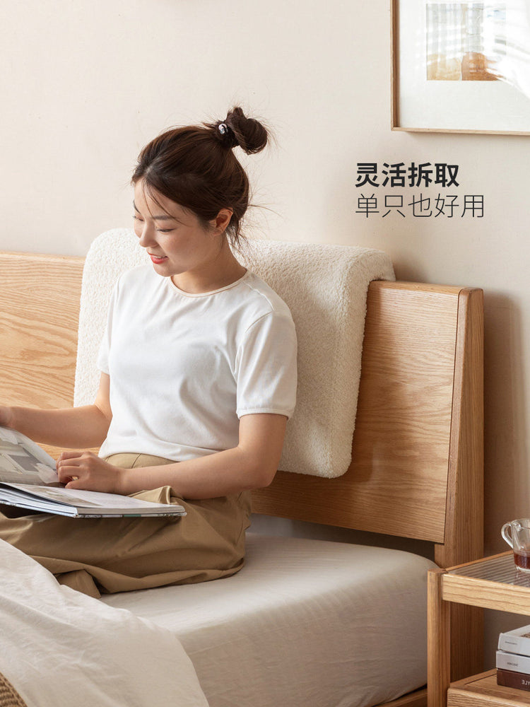 床头靠垫软包简约羊羔绒可挂式靠枕奶油风卧室靠背枕
