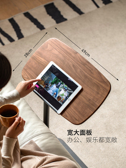 实木可升降旋转边几简约黑胡桃木角几客厅茶几床边桌