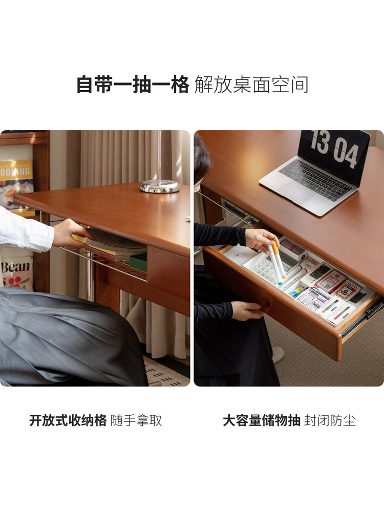 实木书桌书房包豪斯办公桌小户型化妆桌带抽电脑桌