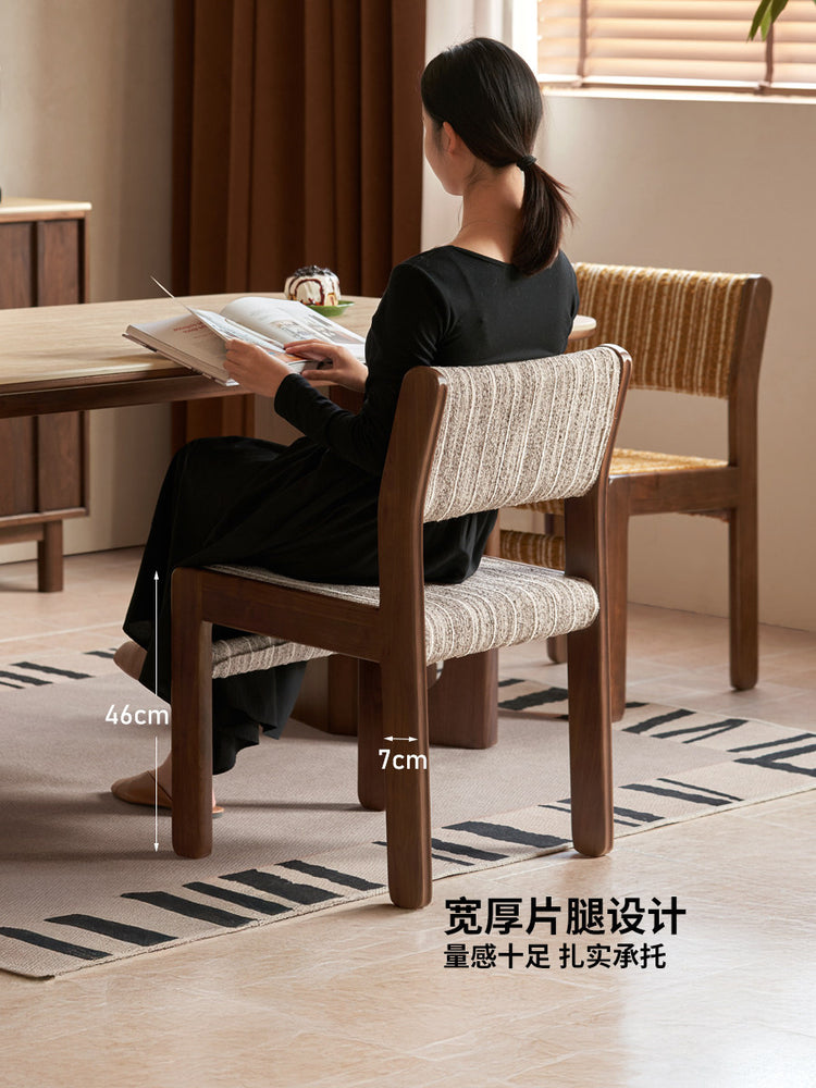 实木餐椅法式复古餐厅餐桌椅黑胡桃木家居靠背椅椅子