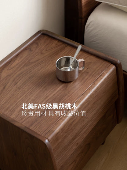 实木床头柜黑标简约床边柜黑胡桃木小柜子卧室储物柜