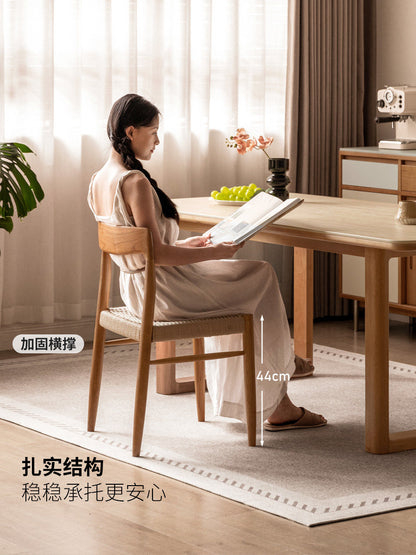 实木餐椅餐厅复古绳编椅樱桃木靠背椅休闲椅餐桌椅椅子