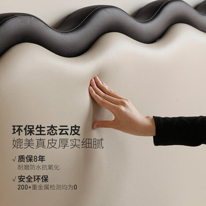 实木软包床主卧简约大床法式复古齐边双人床波浪涟漪床