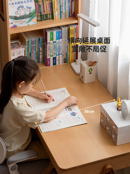 实木儿童书桌书柜一体组合学习桌学生写字桌书房课桌