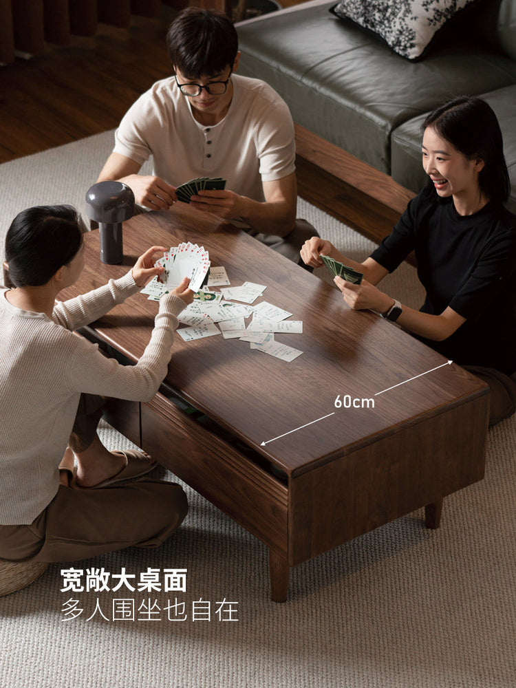 实木茶几意式轻奢黑胡桃木茶台客厅长方形小户型茶桌