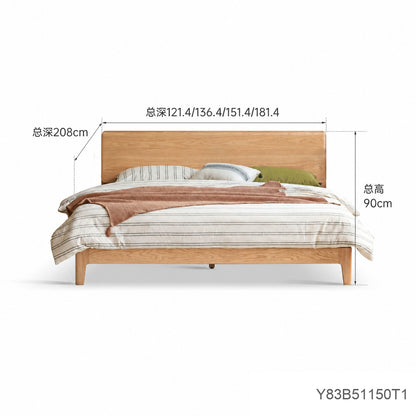 实木床现代简约大板床卧室橡木双人床胡桃色1.8m大床